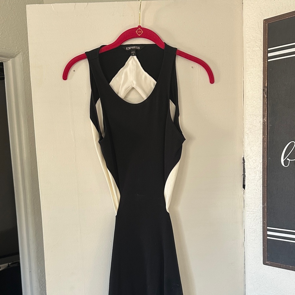 Express Chic Black and White Backless Dress